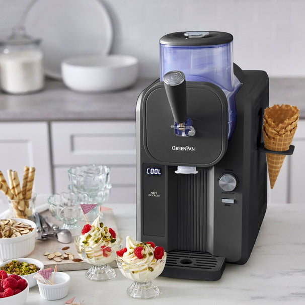 GreenPan Eismaschine Frost - Grau - Softeis, Speiseeis, Slushies, Milchshakes & Smoothies - 1.8 Liter