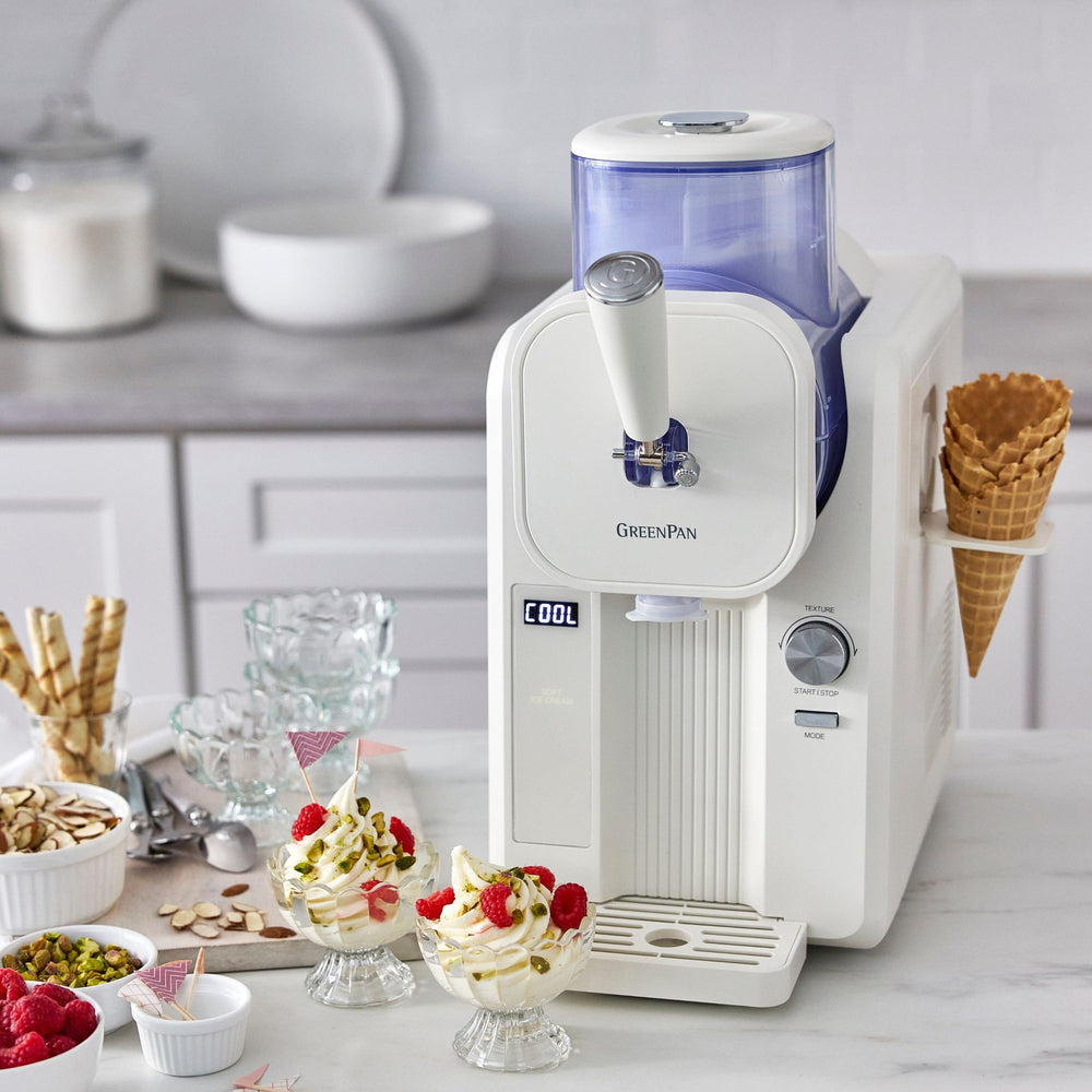 GreenPan Eismaschine Frost - Weiß - Softeis, Speiseeis, Slushies, Milkshakes & Smoothies - 1.8 Liter