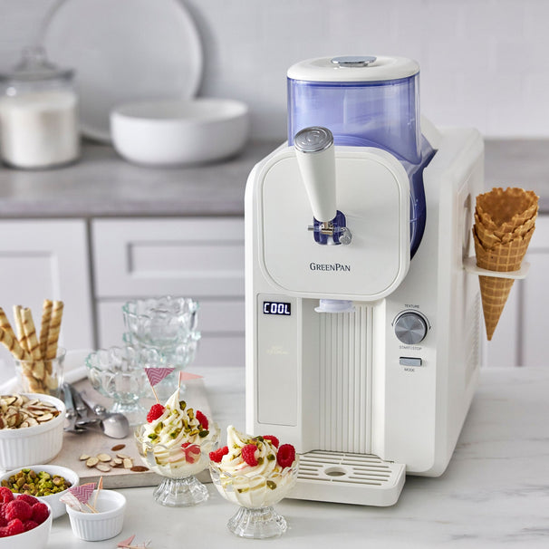 GreenPan Eismaschine Frost - Weiß - Softeis, Speiseeis, Slushies, Milkshakes & Smoothies - 1.8 Liter