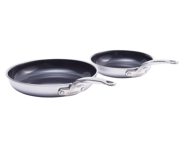 GreenPan Bratpfannenset Premiere Edelstahl 2-teilig - ø 20 & 28 cm - keramische Antihaftbeschichtung