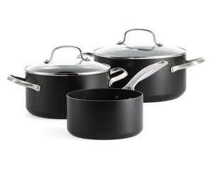 GreenPan Pannenset Copenhagen Zwart 3-delig - Steelpan ø 16 cm, Kookpan ø 18 & 20 cm