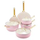 GreenPan Topfset Padova Reserve Blush Pink 6-teilig - Kochtopf ø 24 cm, Stielkasserolle ø 18, 20 cm, Bratpfanne ø 20, 28 cm & Schmorpfanne ø 24 cm - keramische Antihaftbeschichtung