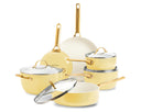 GreenPan Topfset Padova Reserve Sunshine Yellow 6-teilig - Kochtopf ø 24 cm, Stielkasserolle ø 18, 20 cm, Bratpfanne ø 20, 28 cm & Schmorpfanne ø 24 cm - keramische Antihaftbeschichtung