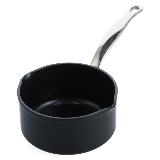 GreenPan Stielkasserolle mit 2 Ausgüssen Barcelona Pro Schwarz ø 16 cm / 1,6 Liter - keramische Antihaftbeschichtung
