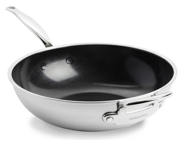 GreenPan Wokpfanne Premiere Edelstahl ø 30 cm / 4,7 Liter - keramische Antihaftbeschichtung