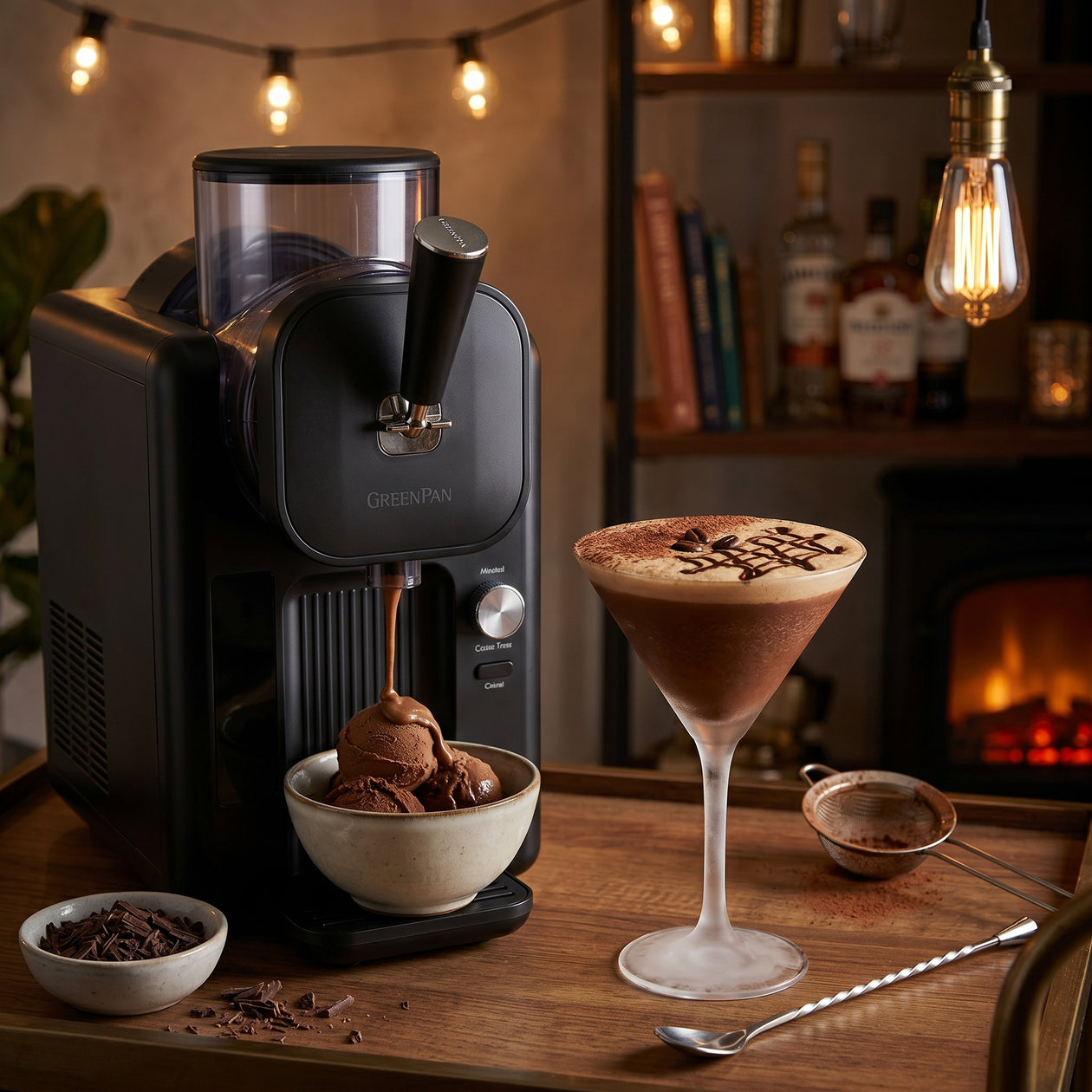 Ein eiskalter, cremiger Cocktail mit Espresso, Wodka und Schokolade