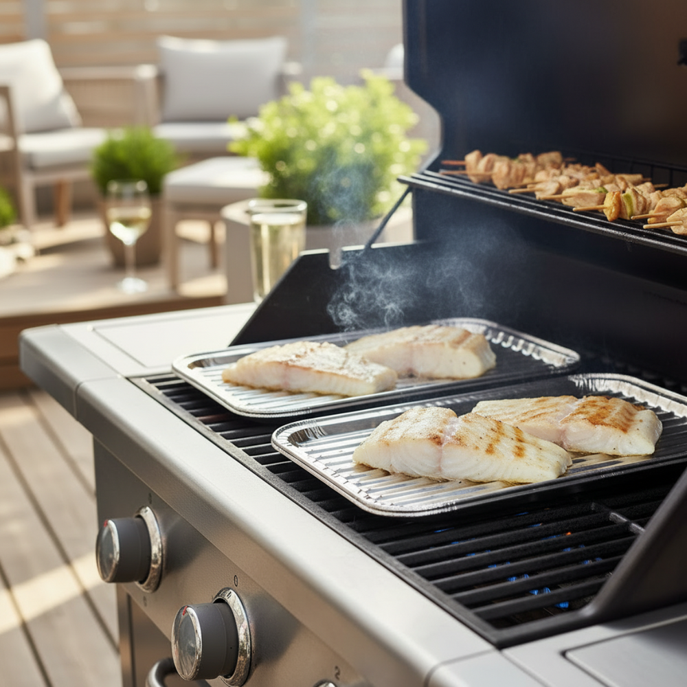 Cookinglife Grill-Aluminiumschalen / Grillblech / Grillschale 28 x 23 cm – 5 Stück