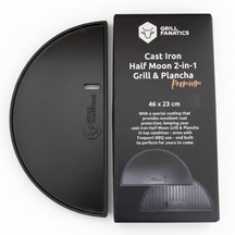 Cookinglife Halbmond-Grillplatte / Gusseisen-Plancha - Doppelseitig - Geeignet für 46 cm Kamados