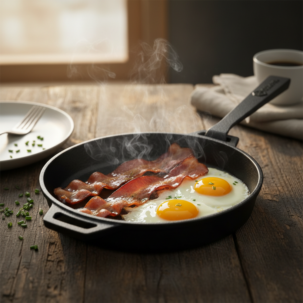 Cookinglife Grillpfanne / Bratpfanne aus Gusseisen ø 25 cm - Abnehmbarer Griff