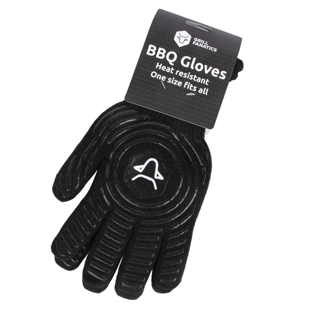 Grill Fanatics BBQ Handschuhe Textil-Silikon 250C Schwarz - Ofenhandschuhe 2 Stk