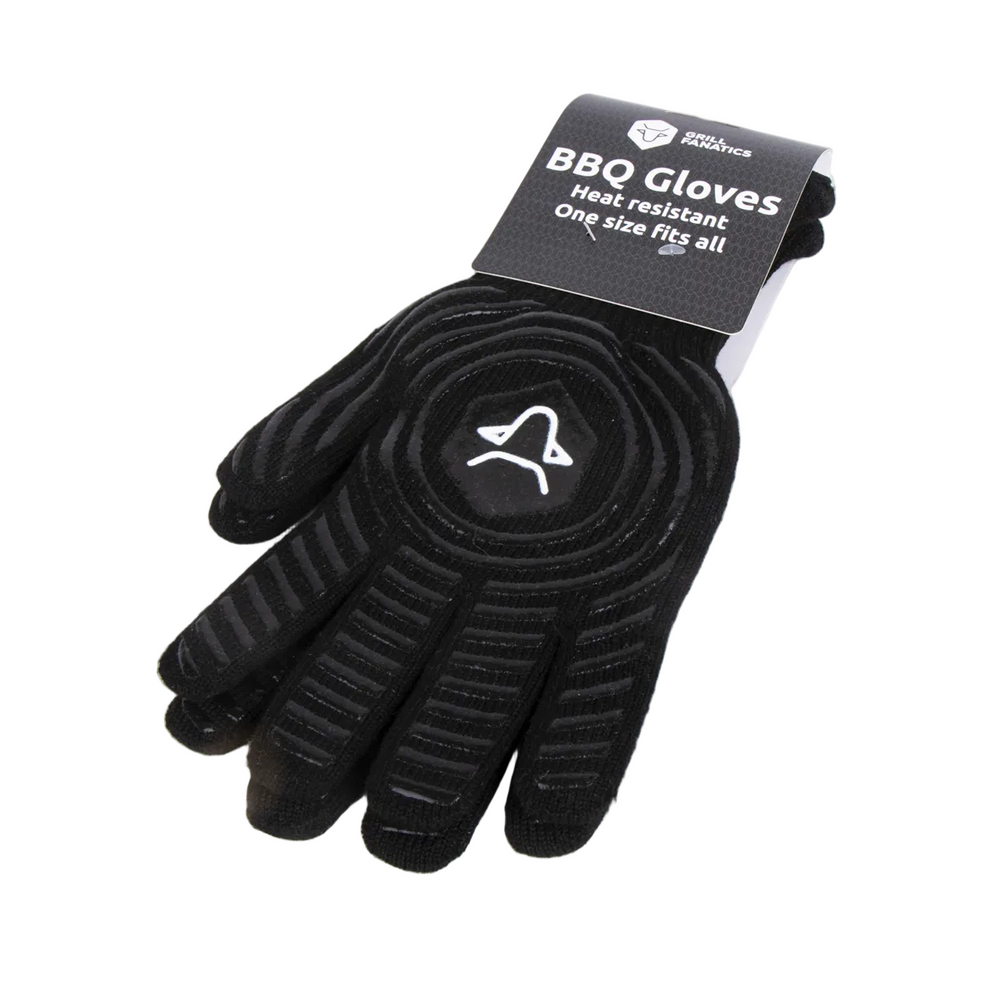 Grill Fanatics BBQ Handschuhe Textil-Silikon 250C Schwarz - Ofenhandschuhe 2 Stk