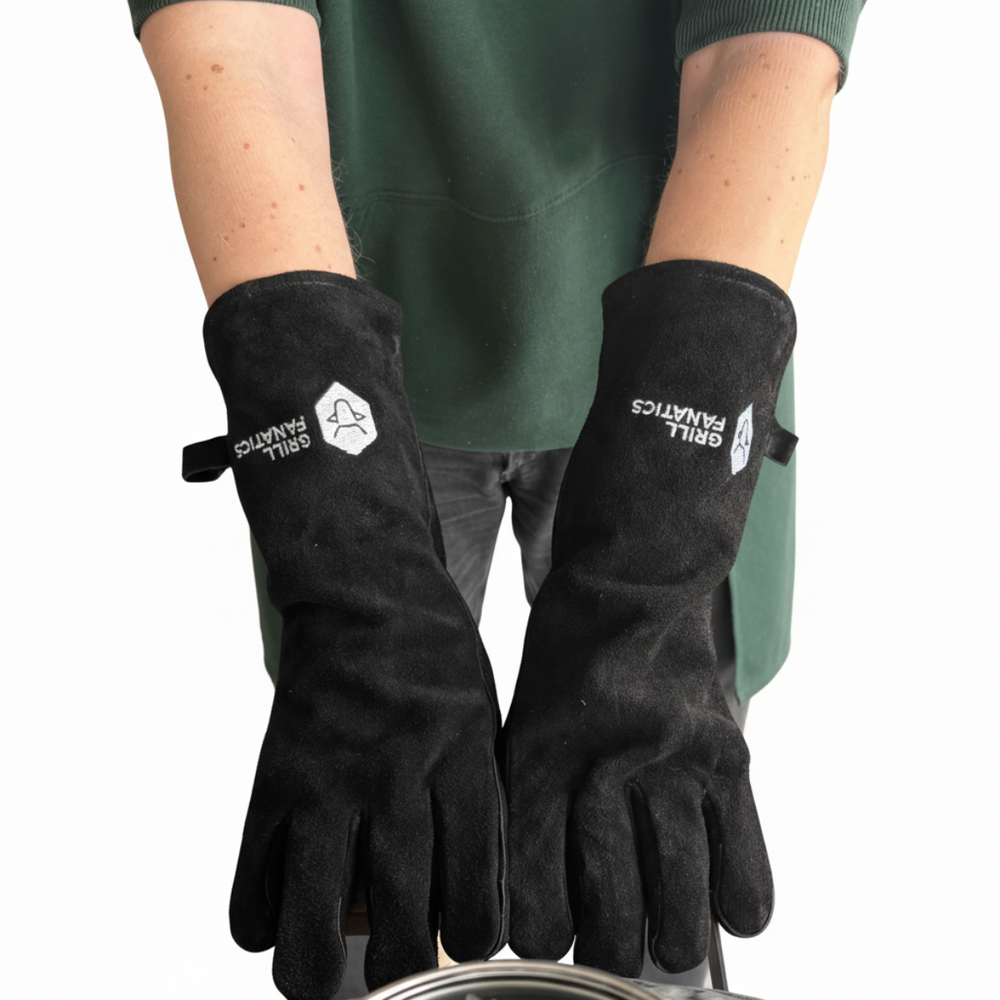 Cookinglife Grillhandschuhe / Ofenhandschuhe aus schwarzem Leder, 500 °C - 2 Stück