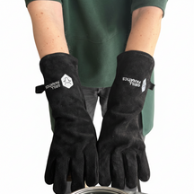 Cookinglife Grillhandschuhe / Ofenhandschuhe aus schwarzem Leder, 500 °C - 2 Stück