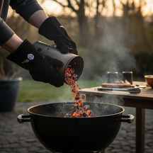Cookinglife Grillhandschuhe / Ofenhandschuhe aus schwarzem Leder, 500 °C - 2 Stück