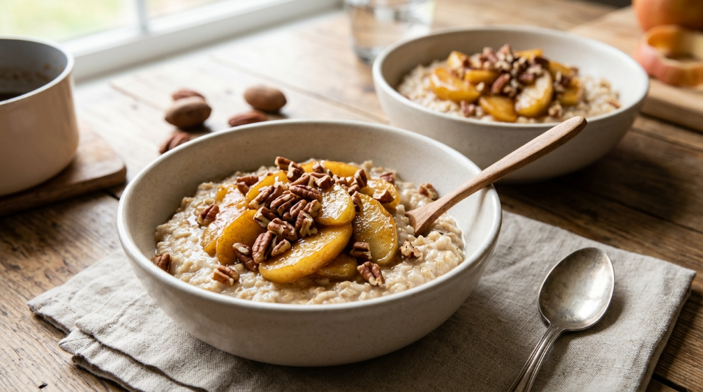 Ein warmes, köstliches Frühstück, das den Tag gut beginnen lässt.