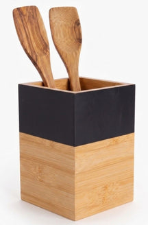 Cosy & Trendy Kochutensilienhalter Black & Wood - 10 x 10 x 14.5 cm
