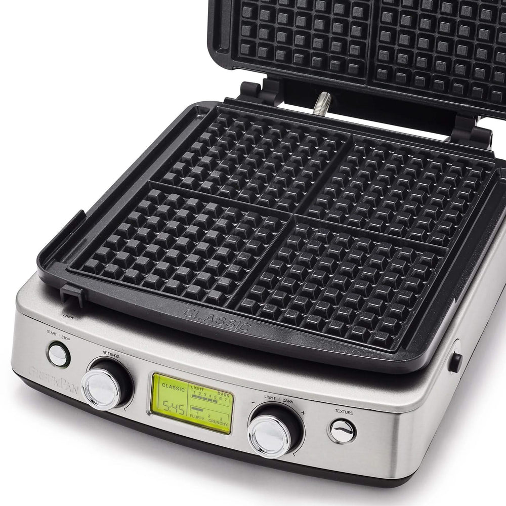 GreenPan Waffeleisen - Schwarz - inklusive 2 Sets Waffelplatten - keramische Antihaftbeschichtung