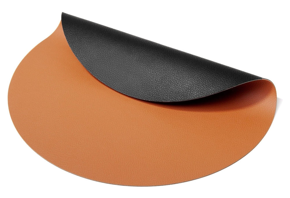 Cookinglife Tischsets - Doppelseitig - Veganes Leder - Cognac / Schwarz ø 38 cm - 6 Stück