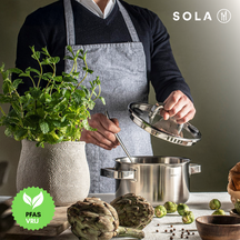 Sola Topfset Juvia 5-teilig – Edelstahl – downdraft-geeignet – Kochtöpfe Ø 16, 18, 20, 24 cm & Stieltopf Ø 16 cm – geeignet für alle Herdarten