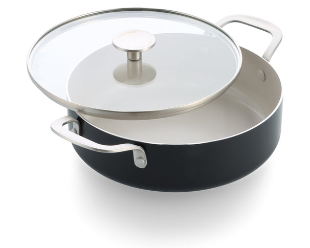 KitchenAid Schmorpfanne mit Deckel Aluminium Matt Schwarz ø 28 cm / 4,3 Liter - keramische Antihaftbeschichtung