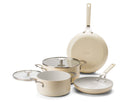 KitchenAid Topfset Aluminium Almond Cream 4-teilig - Bratpfannen ø 24 & 28 cm, Kochtöpfe ø 20 & 24 cm - keramische Antihaftbeschichtung