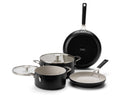 KitchenAid Pannenset Aluminium Mat Zwart 4-delig - Koekenpan ø 24 & 28 cm, Kookpan ø 20 & 24 cm