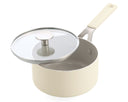 KitchenAid Stielkasserolle Aluminium Almond Cream ø 16 cm / 1,6 Liter - mit Deckel - keramische Antihaftbeschichtung