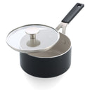 KitchenAid Stielkasserolle Aluminium Matt Schwarz ø 16 cm / 1,6 Liter - mit Deckel - keramische Antihaftbeschichtung