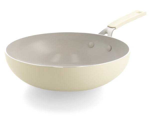 KitchenAid Wokpfanne Aluminium Almond Cream ø 28 cm / 3,7 Liter - keramische Antihaftbeschichtung