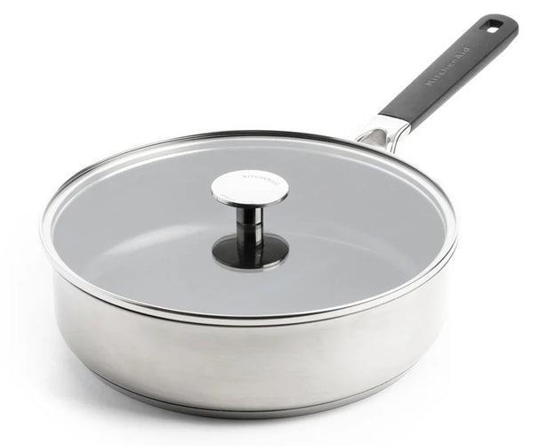 KitchenAid Schmorpfanne mit Deckel Classic Edelstahl ø 26 cm / 3,6 Liter - keramische Antihaftbeschichtung