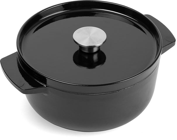 KitchenAid Bräter Gusseisen Onyx Black ø 22 cm / 3,3 Liter - emaillierte Antihaftbeschichtung