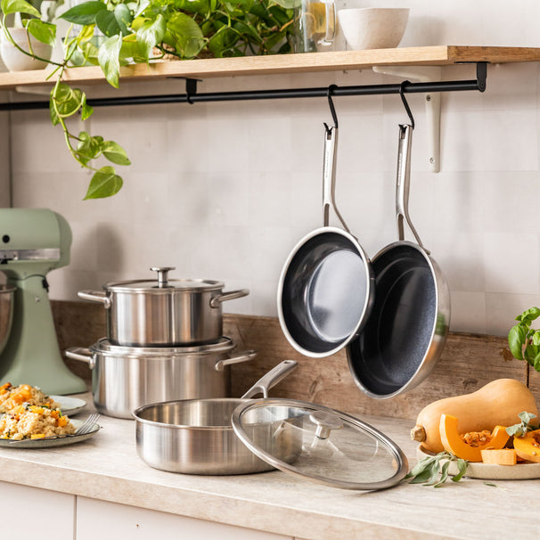 KitchenAid Bratpfannenset Multi-Ply Edelstahl 2-teilig - ø 24 & 28 cm - keramische Antihaftbeschichtung