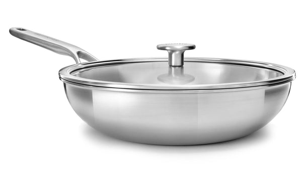 KitchenAid Wokpfanne mit Deckel Tri-Ply Edelstahl ø 28 cm / 3,6 Liter - ohne Antihaftbeschichtung