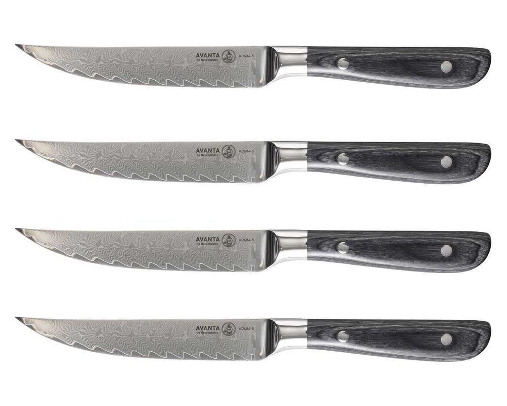 Messermeister Steakmessen Avanta Damascus 13 cm - 67 lagen damaststaal - 4 stuks