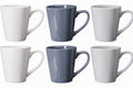 Cookinglife Siaki Becher – Weiß/Blau/Grau, 350 ml – Porzellan – 6er-Set