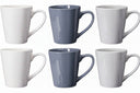 Cookinglife Siaki Becher – Weiß/Blau/Grau, 350 ml – Porzellan – 6er-Set