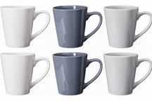 Cookinglife Siaki Becher – Weiß/Blau/Grau, 350 ml – Porzellan – 6er-Set