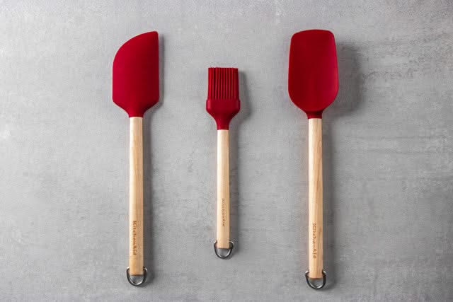 KitchenAid Spatelset Core Kaiserrot Birkenholz Silikon 3-tlg - Antihaft Spatel