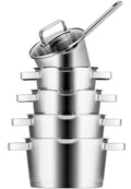 Sola Topfset Diamond 5-teilig – Edelstahl – downdraft-geeignet – Kochtöpfe Ø 16, 18, 20, 24 cm & Stieltopf Ø 16 cm – geeignet für alle Herdarten
