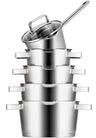 Sola Topfset Diamond 5-teilig – Edelstahl – downdraft-geeignet – Kochtöpfe Ø 16, 18, 20, 24 cm & Stieltopf Ø 16 cm – geeignet für alle Herdarten