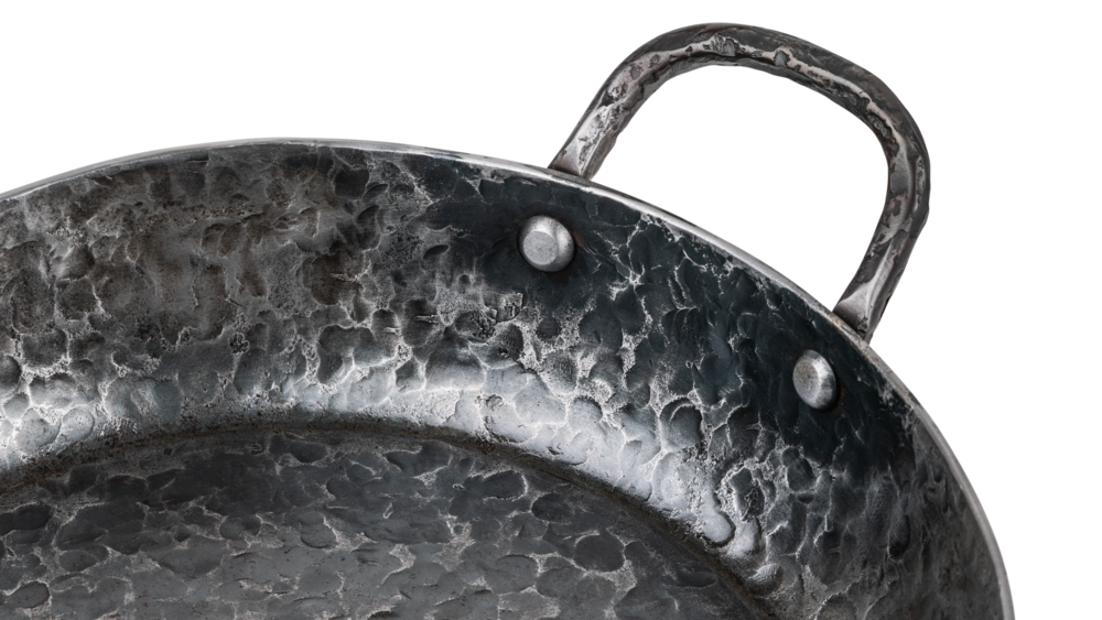 Forged Bratpfanne Carbonstahl mit zwei Griffen Ø 24 cm – geeignet für alle Wärmequellen – geeignet für BBQ