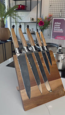 Blackwell Messerblock - Laguiole - Olivenholz - Kochmesser, Brotmesser, Fleischmesser, Officemesser & Schälmesser 6-teilig