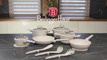 BerlingerHaus Topfset Matt Creme 11-Teilig - Kochtöpfe ø 20, 24, 28 cm, Bratpfannen ø 24, 28 cm & Stielkasserolle ø 16 cm - Geeignet für alle Wärmequellen