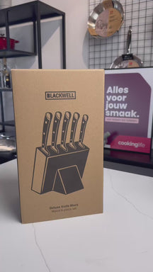 Blackwell Messerblock - Deluxe - Kochmesser, Brotmesser, Fleischmesser, Officemesser & Schälmesser 6-teilig