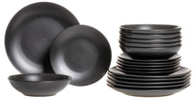 Studio Tavola Geschirrset Black Tie - 18-teilig / 6 Personen - 6 Frühstücks-/Dessertteller, 6 tiefe Teller und 6 Essteller