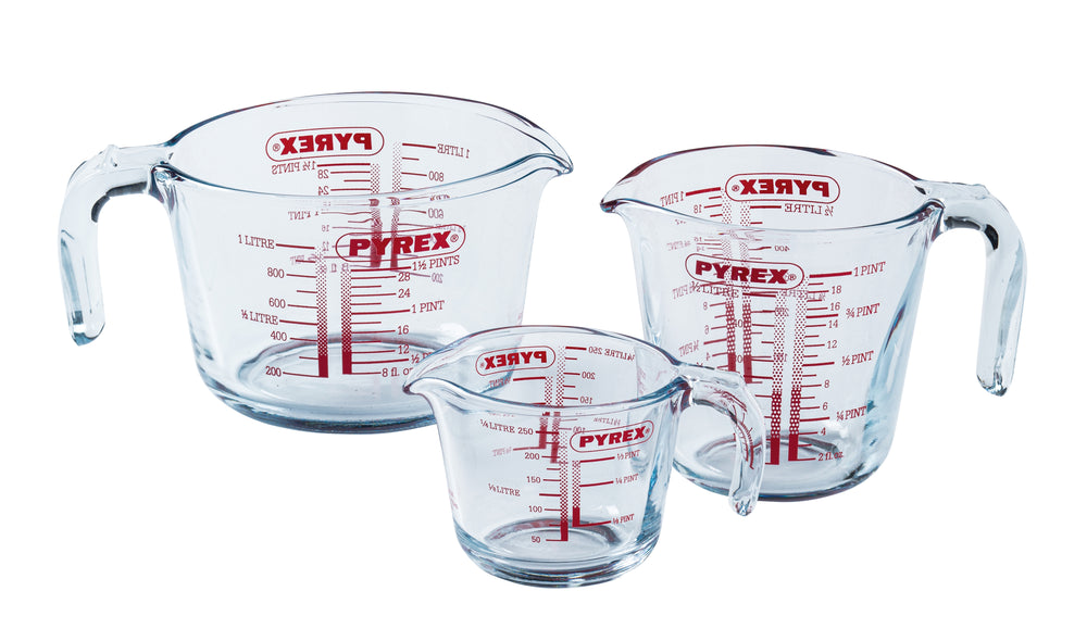 Pyrex Glas Messbecher Set Iconics' 3-teilig - 250 ml, 500 ml & 1 Liter