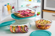 Pyrex Glas Auflaufformset mit Deckel Cook & Store 3-teilig - 400 ml, 1,1 Liter & 2,5 Liter