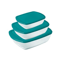 Pyrex Glas Auflaufformset mit Deckel Cook & Store 3-teilig - 400 ml, 1,1 Liter & 2,5 Liter