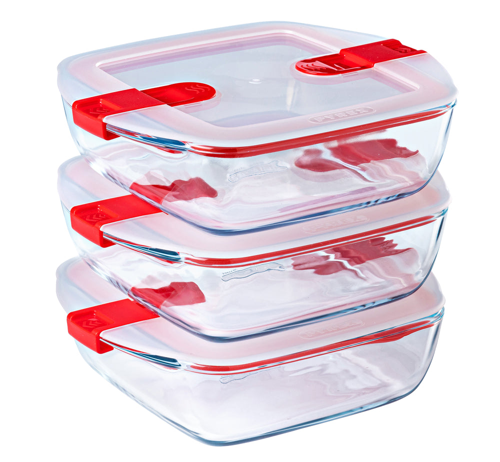 Pyrex Glas Auflaufformen mit Deckel Cook & Heat 1 Liter - 3 Stück