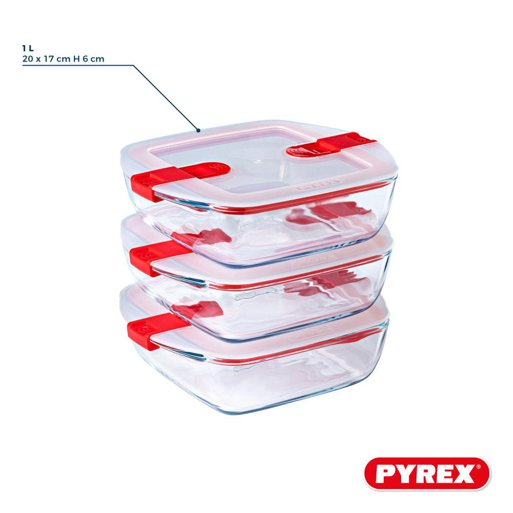 Pyrex Glas Auflaufformen mit Deckel Cook & Heat 1 Liter - 3 Stück